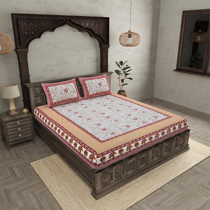 Buy Yantra Ethnic Bedsheet - Grey Bedsheets from Vaaree