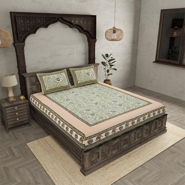 Buy Yantra Ethnic Bedsheet - Green Bedsheets from Vaaree