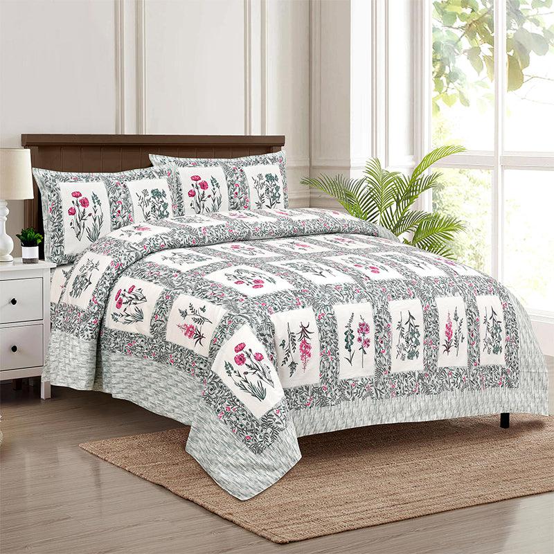 Buy Siddhi Floral Bedsheet - White,Grey Bedsheets from Vaaree