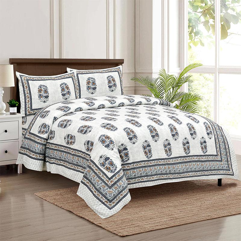 Buy Thantra Ethnic Bedsheet - White,Grey Bedsheets from Vaaree