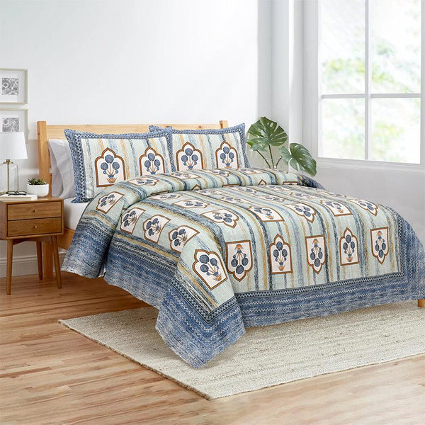 Buy Nanda Ethnic Bedsheet - Green,Blue Bedsheets from Vaaree