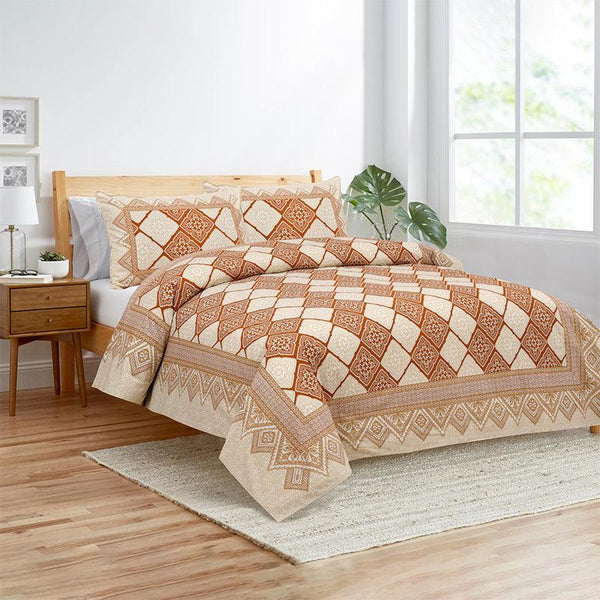 Buy Shadh Geomatric Bedsheet - Brown Bedsheets from Vaaree