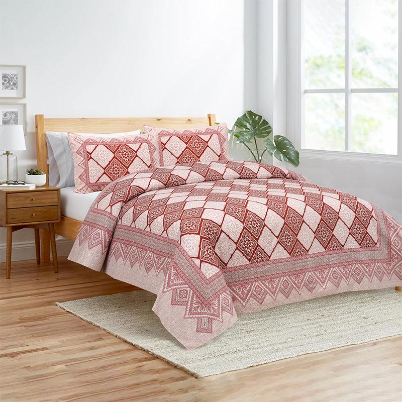 Buy Shadh Geomatric Bedsheet - Pink Bedsheets from Vaaree