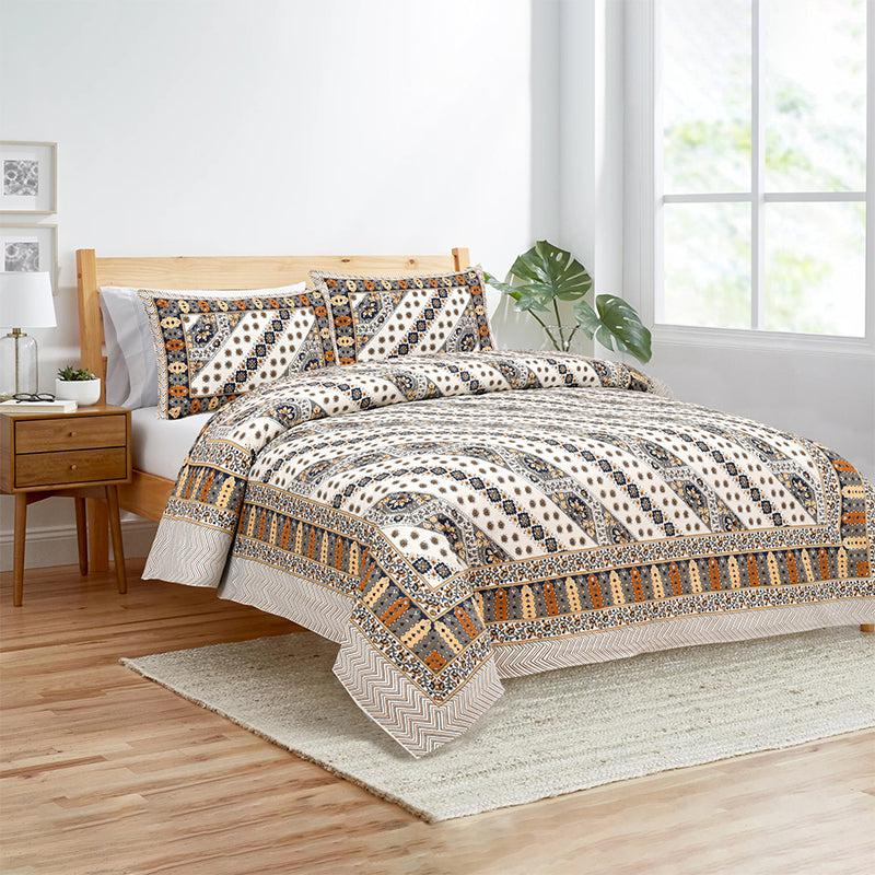 Buy Eshan Ethnic Bedsheet - Grey,Brown Bedsheets from Vaaree