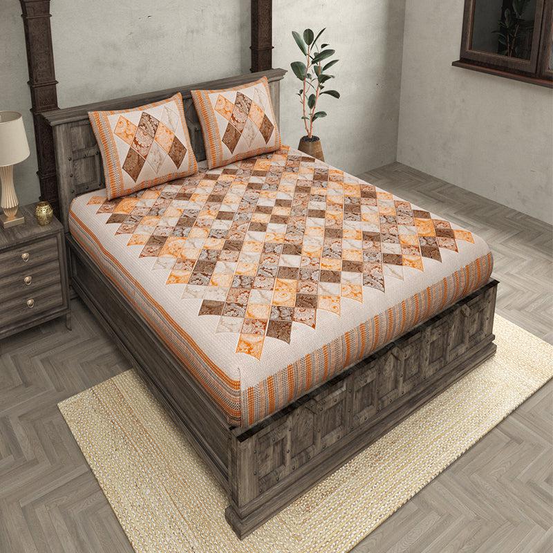 Buy Mateo Geomatric Bedsheet - Orange Bedsheets from Vaaree