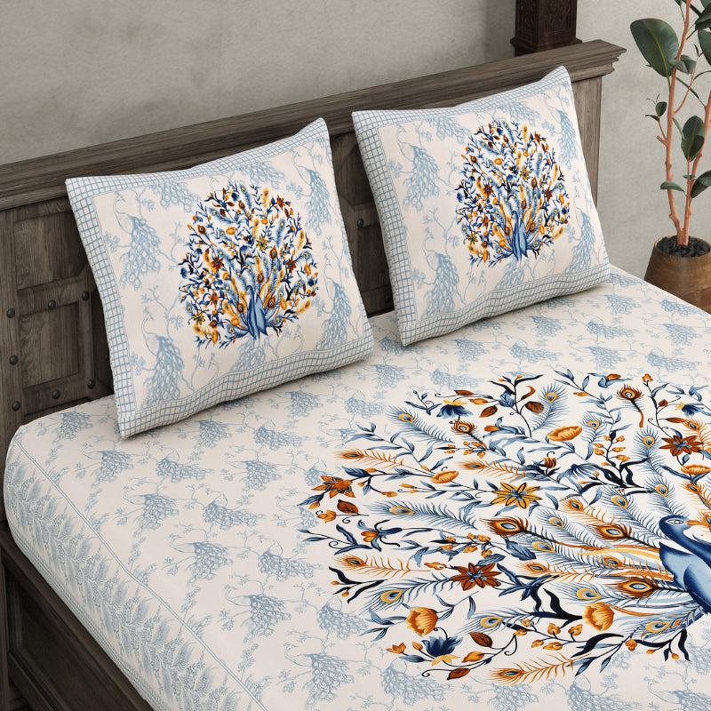 Buy Navil Ethnic Bedsheet - Blue Bedsheets from Vaaree