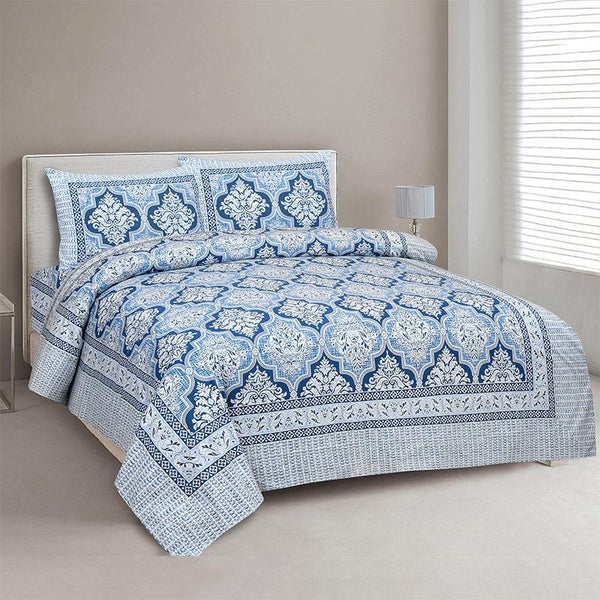 Buy Buddhi Ethnic Bedsheet - Blue Bedsheets from Vaaree