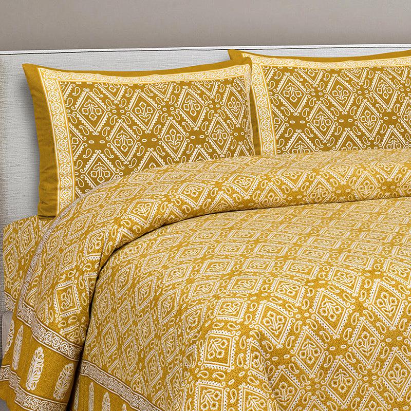 Buy Avighna Ethnic Bedsheet - Yellow Bedsheets from Vaaree