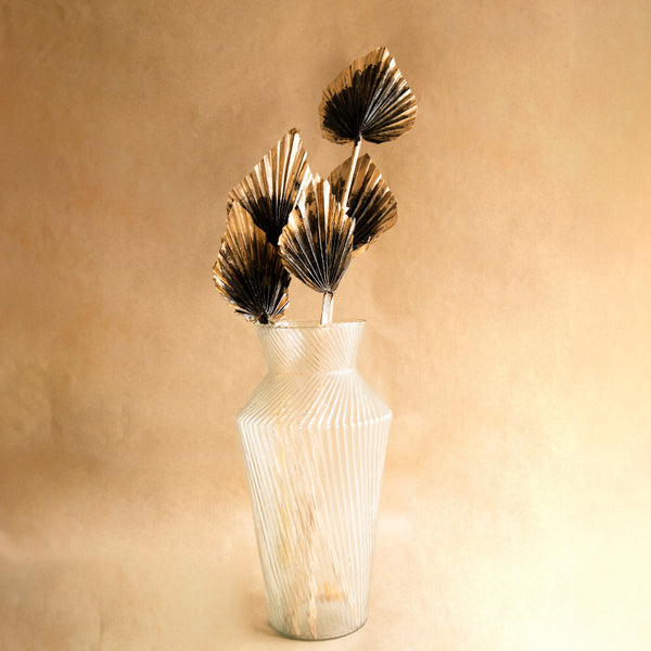 Artificial Flowers - Dried Dual Tone Palm Leaf (Golden Black) - Set Of Five