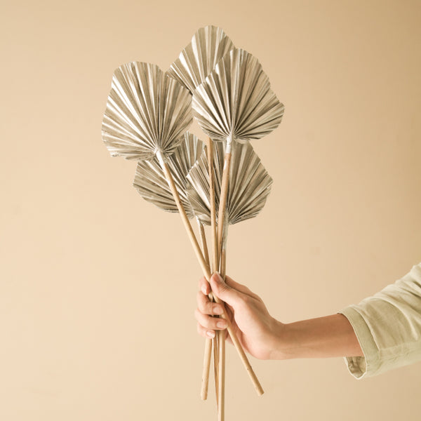 Artificial Flowers - Dried Round Palm Leaf Stem - Set Of Five