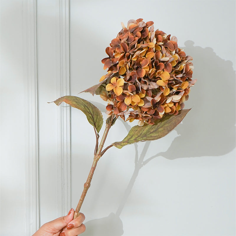 Buy Faux Autumn Hydrangea Flower Stick (Dark Brown) - 26 CM Artificial Flowers from Vaaree