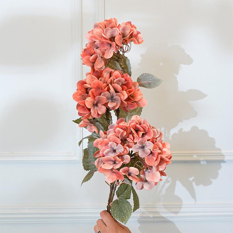 Buy Faux Autumn Hydrangea Flower Stick (Orange) - 34 CM Artificial Flowers from Vaaree