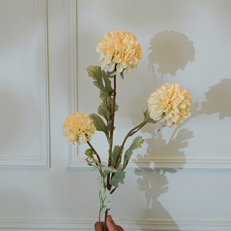 Buy Faux Ball Mum Chrysanthemum Flower Stick (White) - 28 CM Artificial Flowers from Vaaree