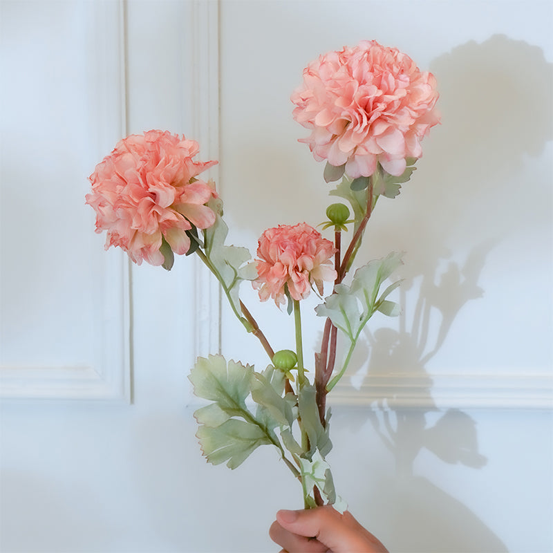 Buy Faux Ball Mum Chrysanthemum Flower Stick (Peach) - 28 CM Artificial Flowers from Vaaree