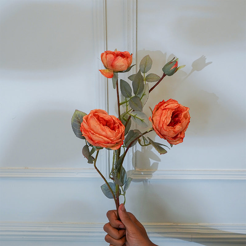 Buy Faux Peony Flower Stick (Orange) - 29 CM Artificial Flowers from Vaaree