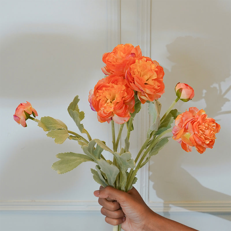 Buy Faux Orange Peony Flower Stick (20 CM) - Set Of Two Artificial Flowers from Vaaree