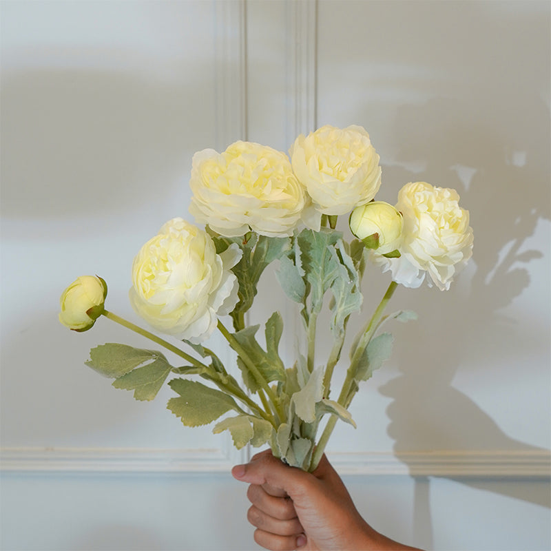 Buy Faux White Peony Flower Stick (20 CM) - Set Of Two Artificial Flowers from Vaaree