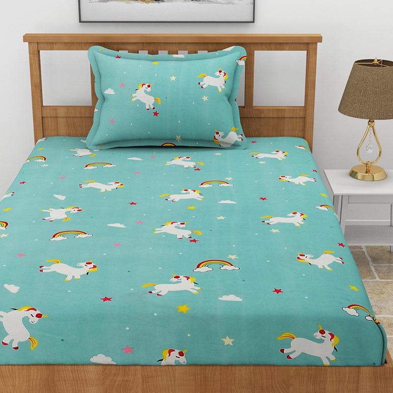 Buy Sky Bow Kids Bedsheet - Aqua Bedsheets from Vaaree