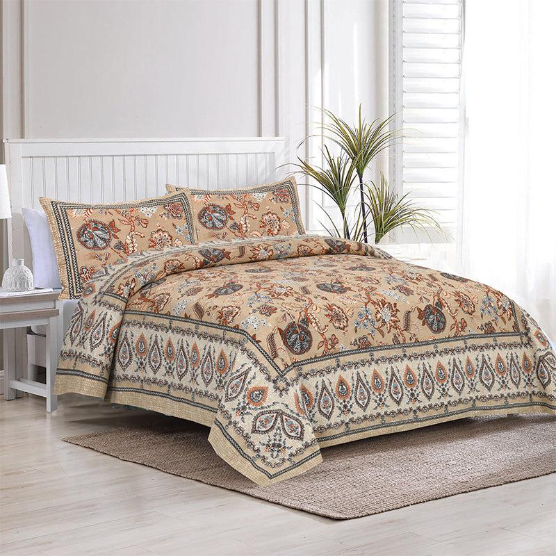 Buy Tribhuna Printed Bedsheet - Orange Bedsheets from Vaaree