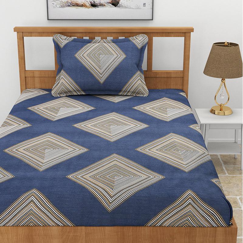 Bedsheets - Hayes Geomatric Bedsheet - Aegean Blue