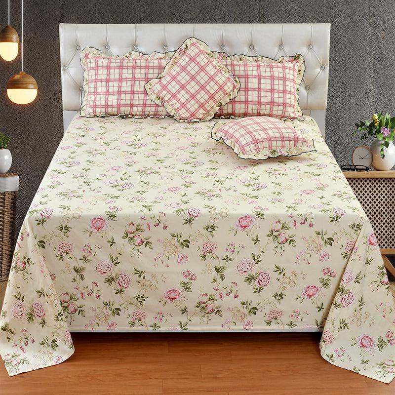 Buy Viaro Frilled Floral Bedding Set - Five Piece Set Bedding Set from Vaaree