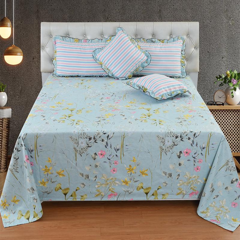 Buy Estofa Frilled Floral Bedding Set - Five Piece Set Bedding Set from Vaaree