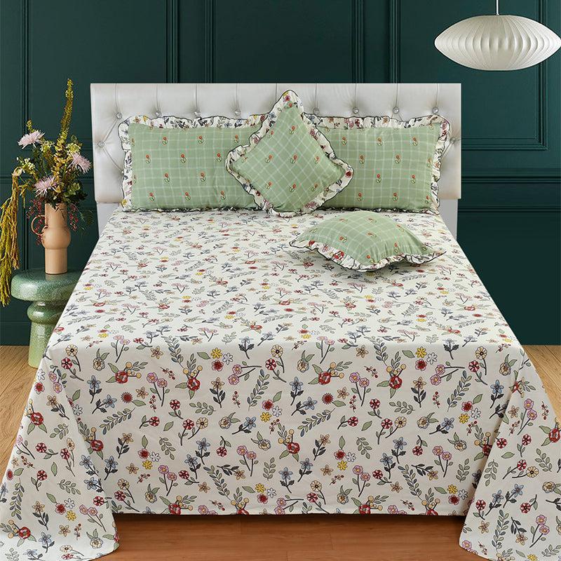 Buy Natura Frilled Floral Bedding Set - Five Piece Set Bedding Set from Vaaree