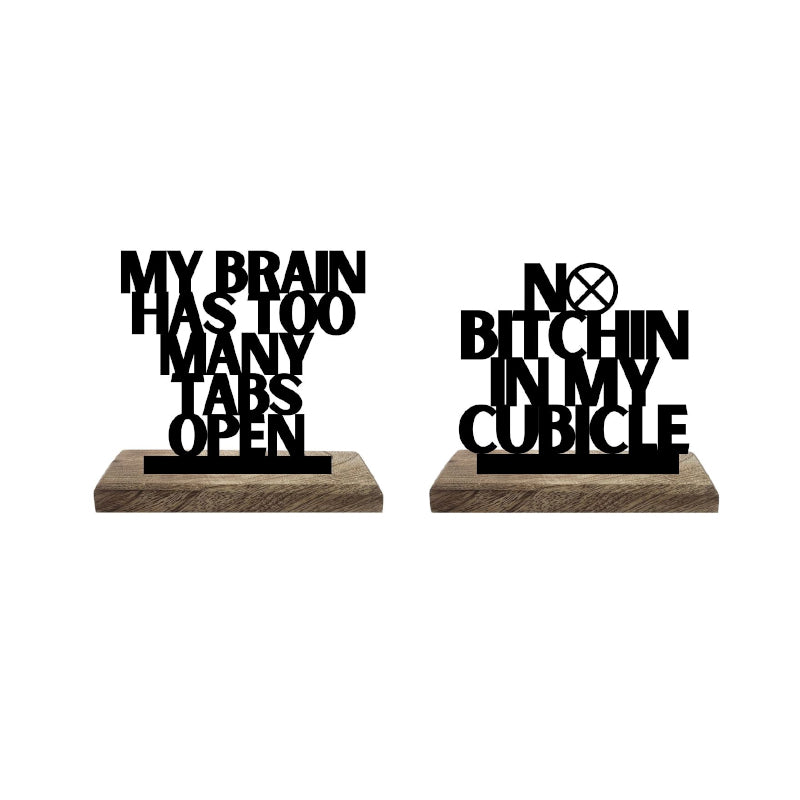 Buy Quiet Cubicle Busy Brain Typography Showpiece - Set Of Two Showpiece from Vaaree