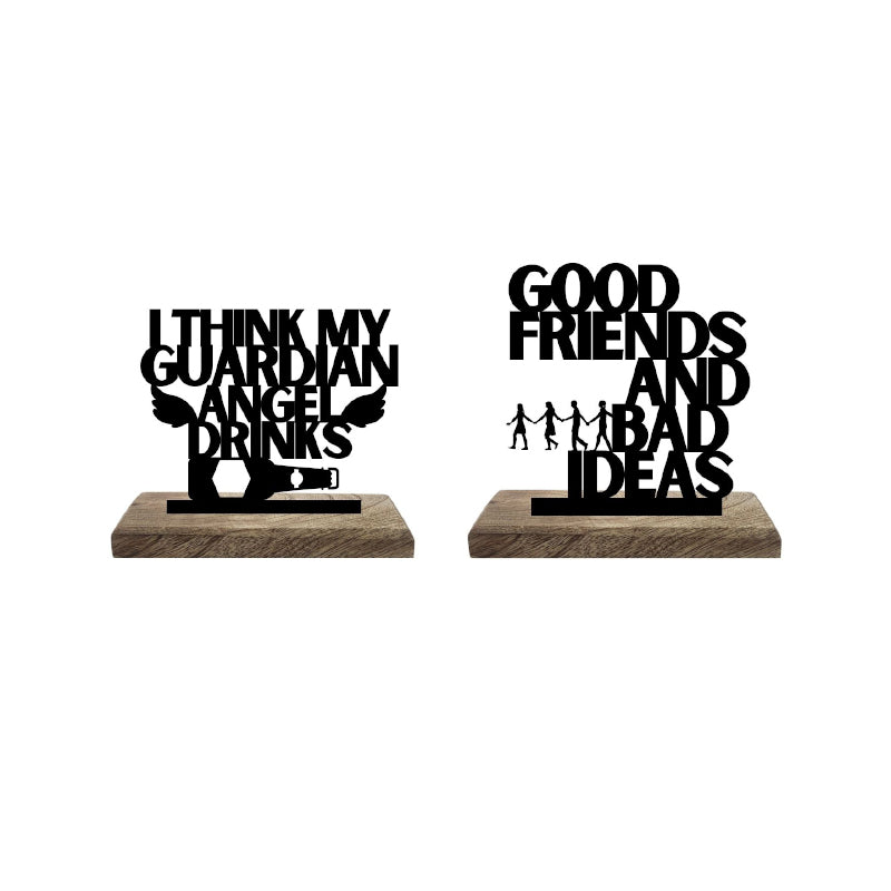 Buy Friendship Amidst the Follies Typography Showpiece - Set Of Two Showpiece from Vaaree