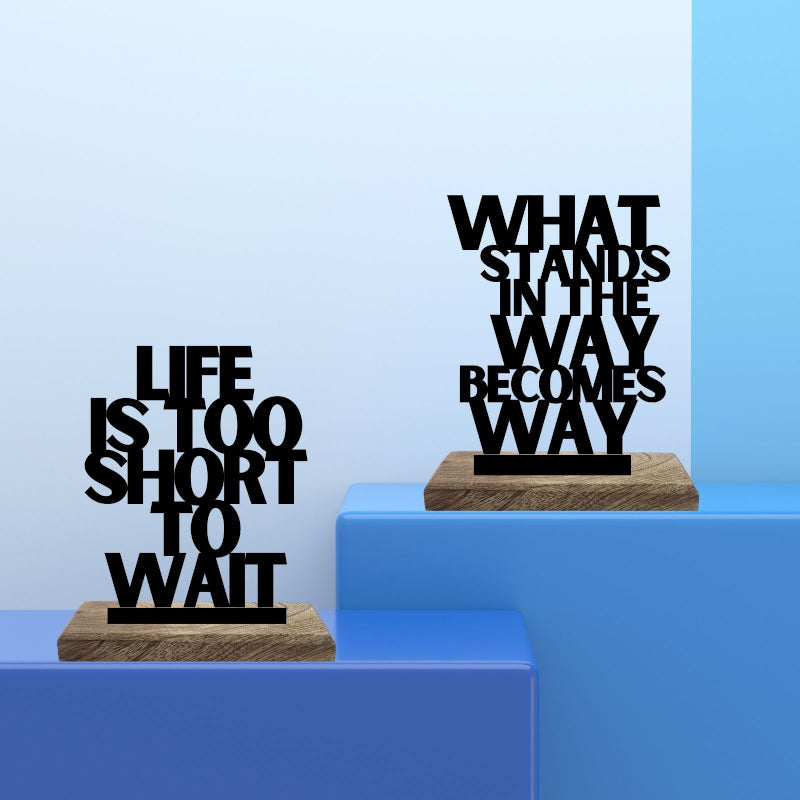 Buy Short Life Big Moves Typography Showpiece - Set Of Two Showpieces from Vaaree