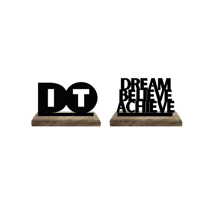 Buy Achieve through Action Typography Showpiece - Set Of Two Showpieces from Vaaree