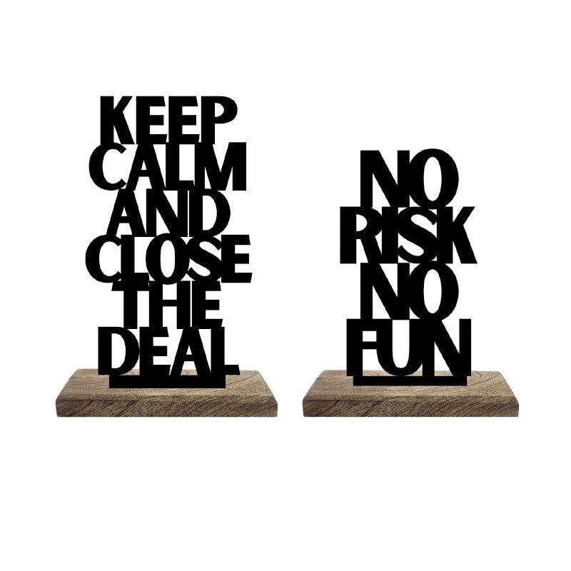 Buy Calm Composure Bold Risks Typography Showpiece - Set Of Two Showpieces from Vaaree