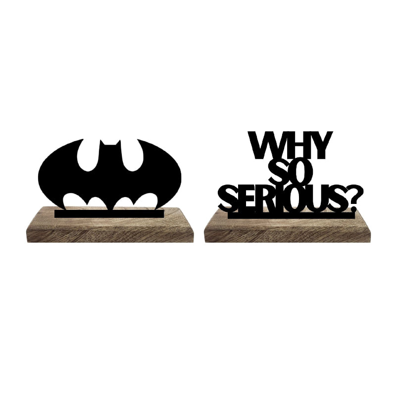 Buy Dark Knight's Playful Pursuit Typography Showpiece - Set Of Two Showpieces from Vaaree