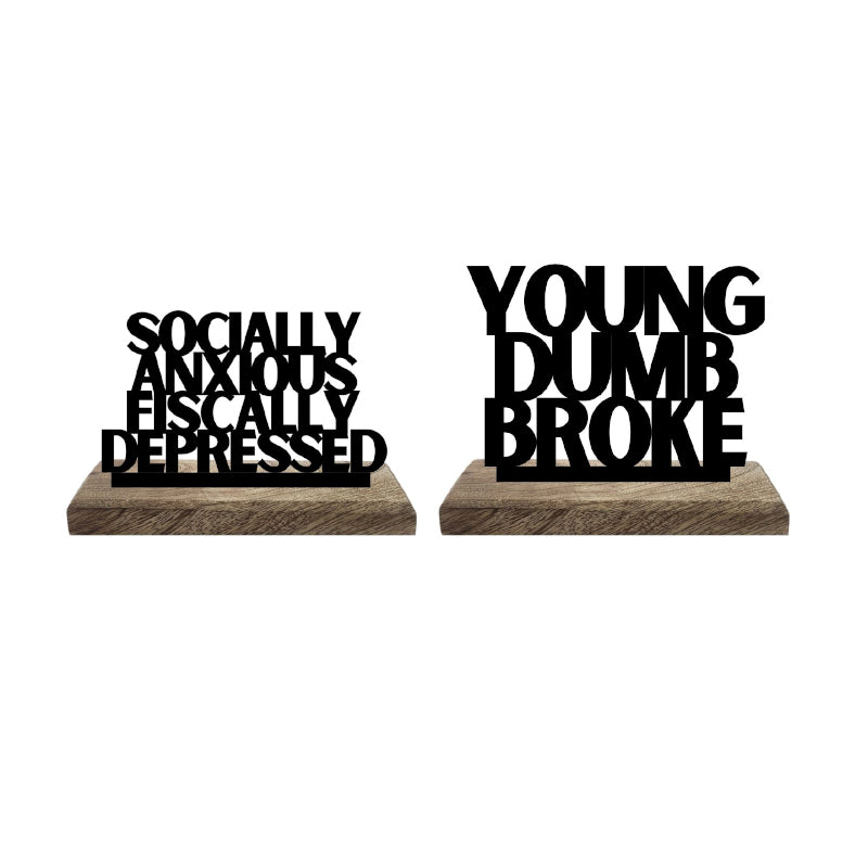 Buy Youthful Dilemmas Typography Showpiece - Set Of Two Showpiece from Vaaree