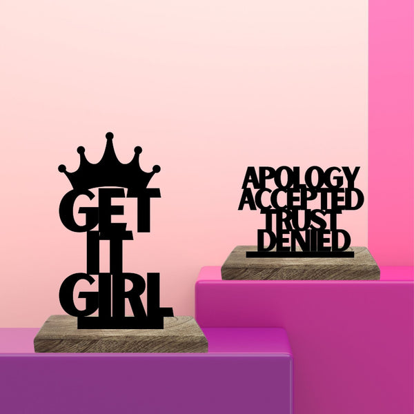 Assertive Empowerment Typography Showpiece - Set Of Two