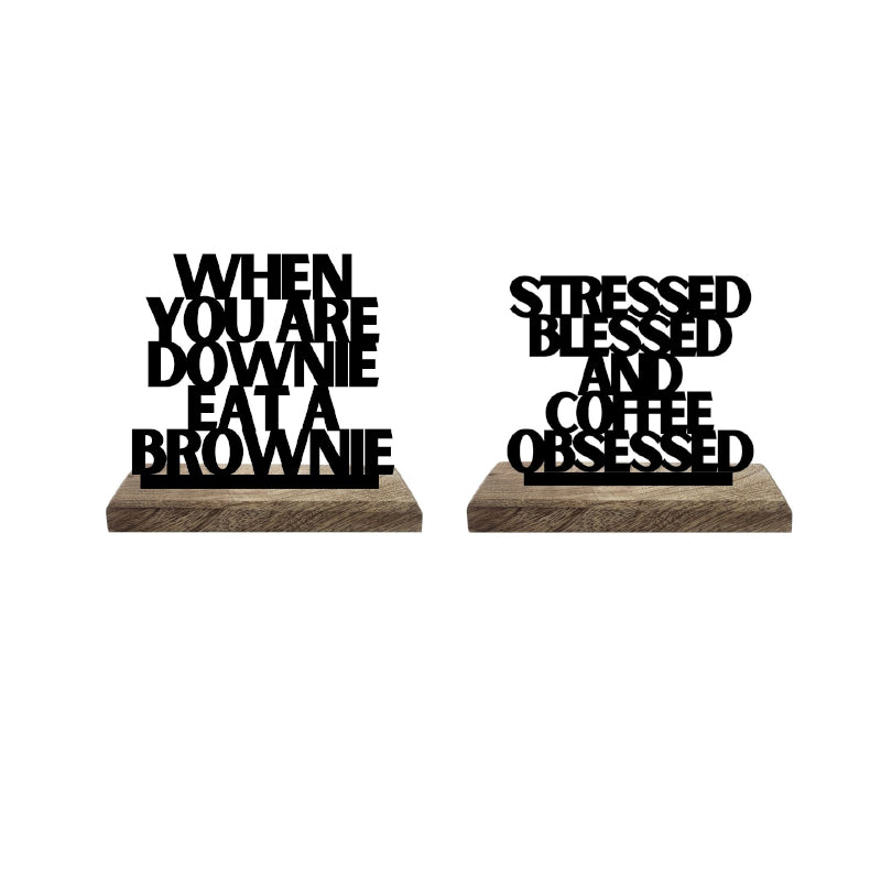 Buy Caffeinated Comfort Typography Showpiece - Set Of Two Showpiece from Vaaree