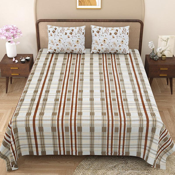 Buy Everly Striped Bedsheet - Brown Bedsheets from Vaaree