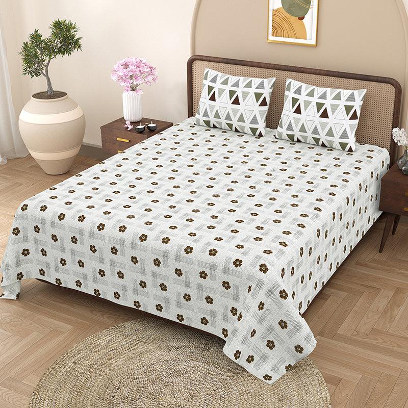 Buy Atticus Floral Bedsheet - Grey Bedsheets from Vaaree