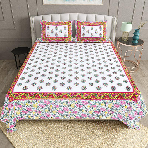 Buy Bhasma Floral Bedsheet - Red & White Bedsheets from Vaaree