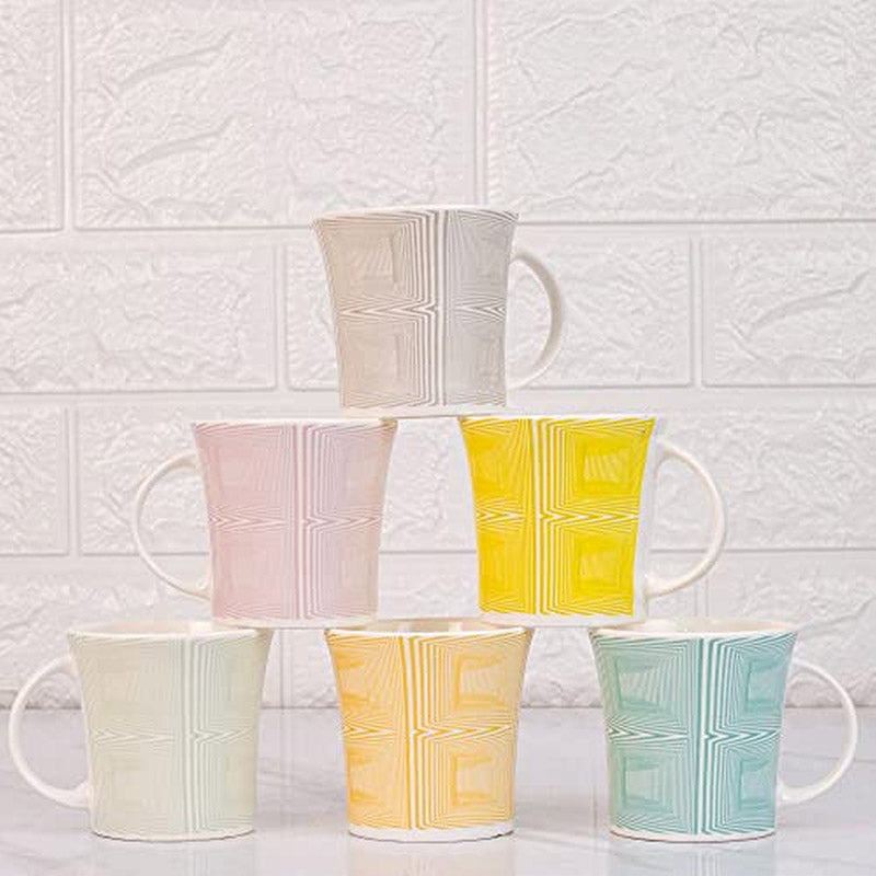 Mug & Tea Cup - Hiya Ceramic Cup (160 ML) - Set Of Six