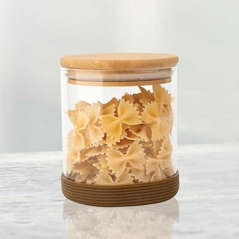 Jar - Mito Airtight Storage Jar With Wooden Lid (600 ML) - Set Of Two