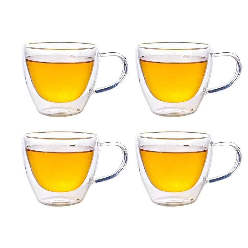 Mug & Tea Cup - Nestora Double Wall Glass Cup (200 ML) - Set Of Four