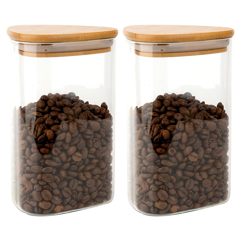 Jar - Nilma Airtight Storage Lar With Wooden Lid (900 ML) - Set Of Two