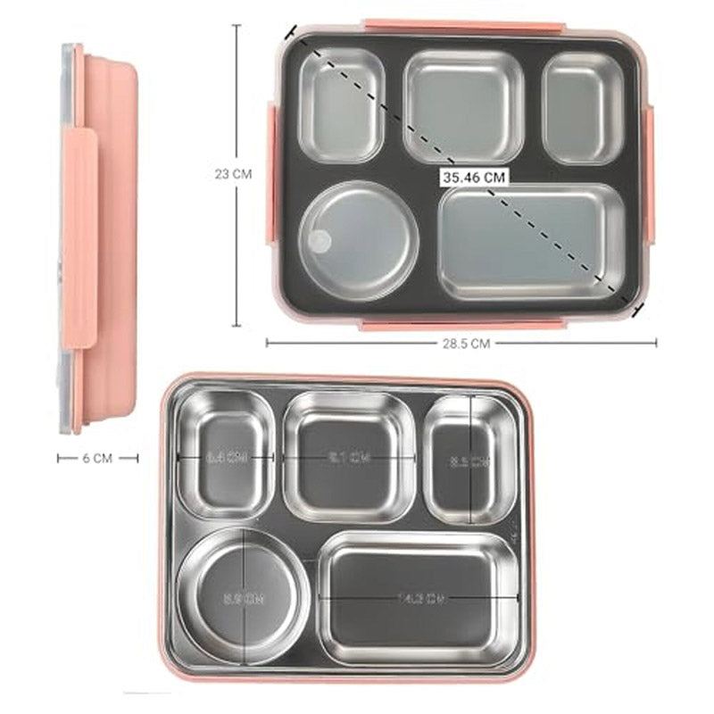Tiffins & Lunch Box - Argo Steel Lunch Box With Bag - Pink