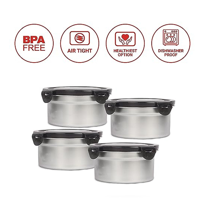 Container - Altora Airtight Steel Lunch Box - Set Of Four