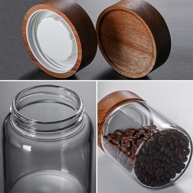 Jar - Ethel Storage Jar With Wooden Screw Lid (350 ML) - Set Of Four