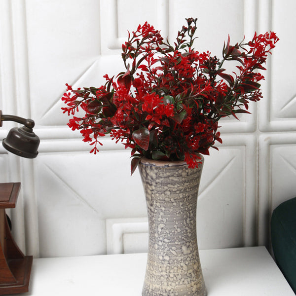 Faux Red Leaf Bunch - Set Of Two