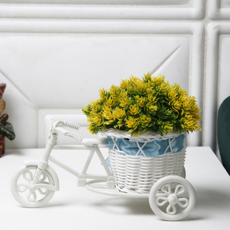 Artificial Plants - Faux Yellow Flower Plant On Mini Cycle Rikshaw