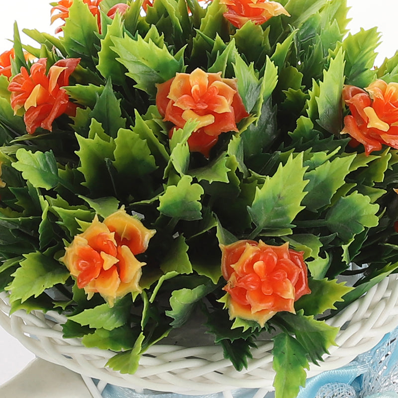 Artificial Plants - Faux Orange Rose Plant On Cycle Rikshaw