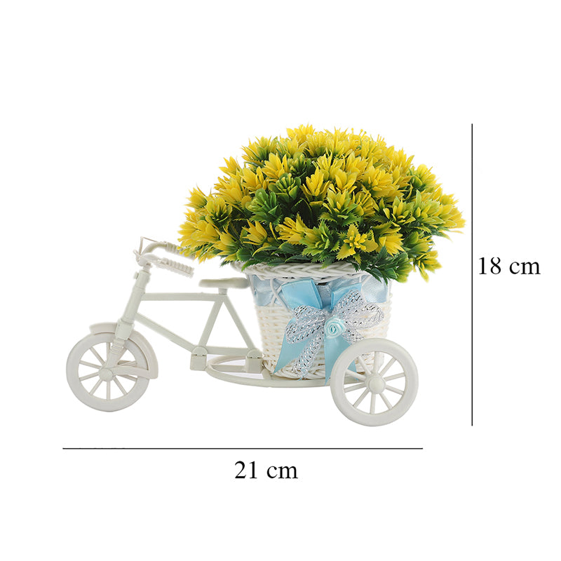 Artificial Plants - Faux Yellow Leaf Plant On Mini Cycle Rikshaw